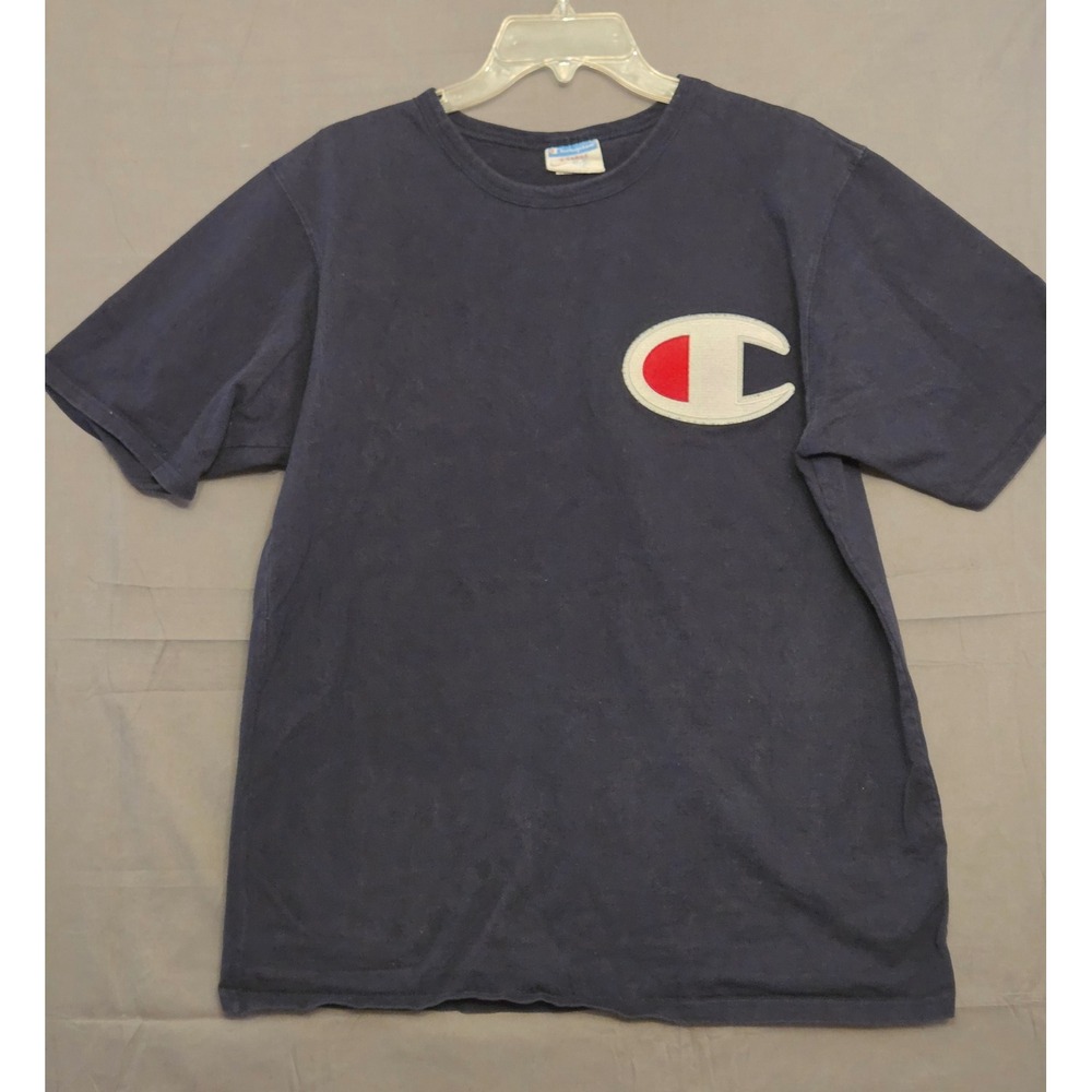 Champion Big C Patch Logo Short Sleeve T-Shirt Men's Size XL Navy